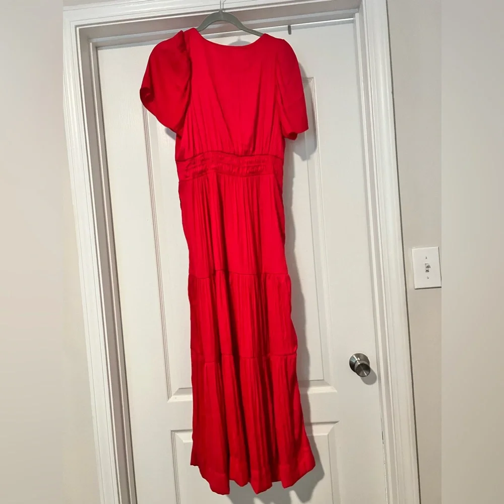 NWT Anthropologie Somerset Maxi Bright Pink Satiny Dress Sz M Pockets Flattering - Picture 10 of 14